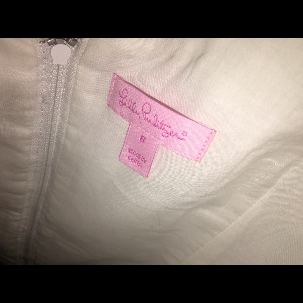 Resort White Delia w/ gold lace trim Lilly dress